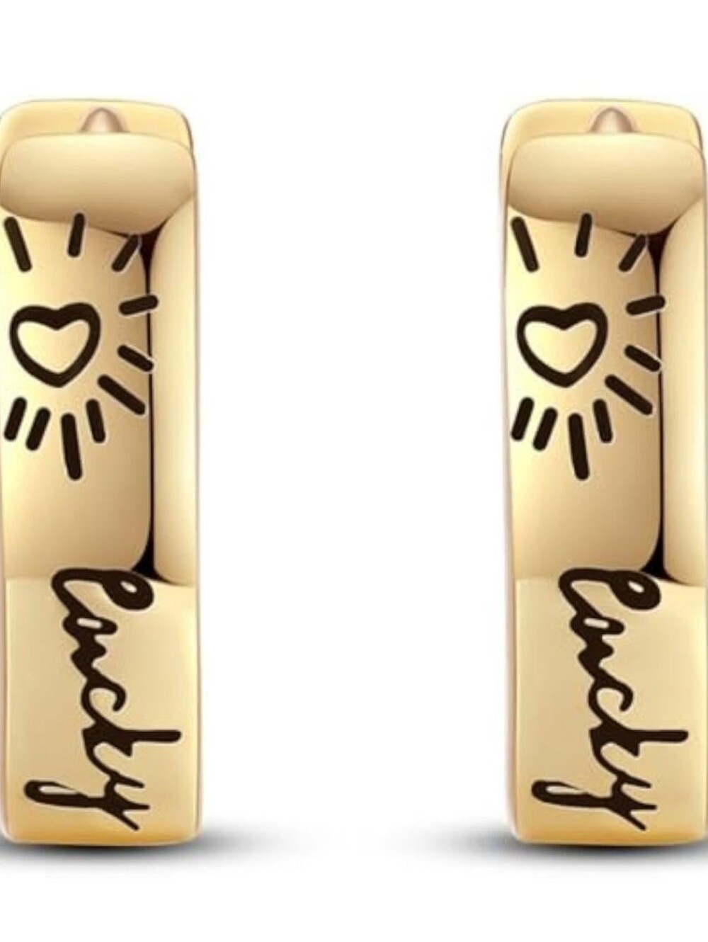 Sterling Silver "Lucky" Huggie Hoop Earrings